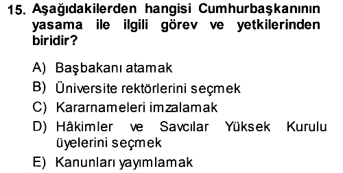 Anayasa Hukuku 2013-2014 Dönem Sonu Sınavı - 15. soru