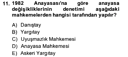 Anayasa Hukuku 2014-2015 Dönem Sonu Sınavı - 11. soru