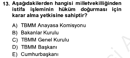 Anayasa Hukuku 2014-2015 Dönem Sonu Sınavı - 13. soru