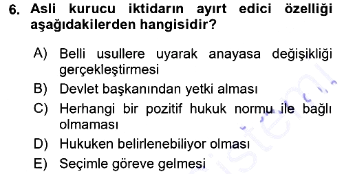 Anayasa Hukuku 2015-2016 Dönem Sonu Sınavı - 6. soru