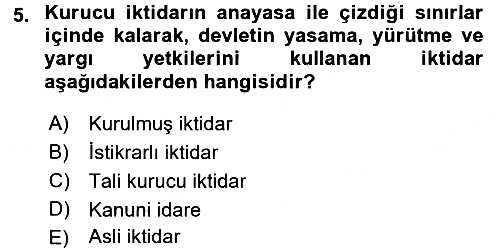 Anayasa Hukuku 2016-2017 Dönem Sonu Sınavı - 5. soru