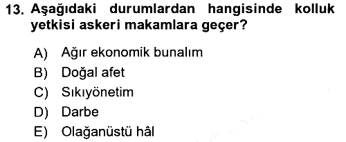 Anayasa Hukuku 2016-2017 Dönem Sonu Sınavı - 13. soru