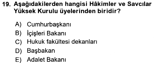 Anayasa Hukuku 2016-2017 Dönem Sonu Sınavı - 19. soru