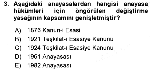 Anayasa Hukuku 2017-2018 Dönem Sonu Sınavı - 3. soru