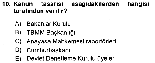 Anayasa Hukuku 2017-2018 Dönem Sonu Sınavı - 10. soru