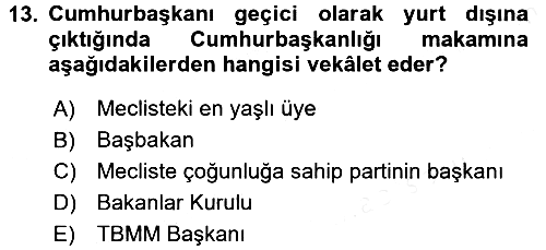 Anayasa Hukuku 2017-2018 Dönem Sonu Sınavı - 13. soru