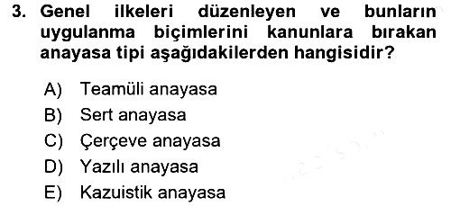 Anayasa Hukuku 2018-2019 Dönem Sonu Sınavı - 3. soru