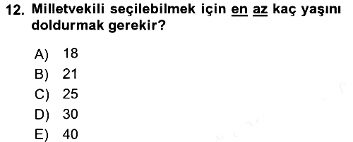 Anayasa Hukuku 2018-2019 Dönem Sonu Sınavı - 12. soru