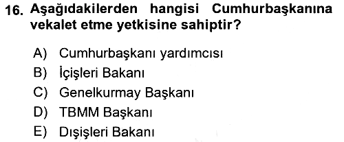 Anayasa Hukuku 2018-2019 Dönem Sonu Sınavı - 16. soru
