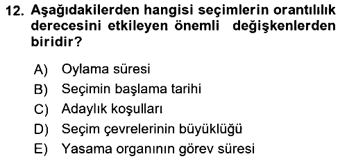 Anayasa Hukuku 2022-2023 Dönem Sonu Sınavı - 12. soru