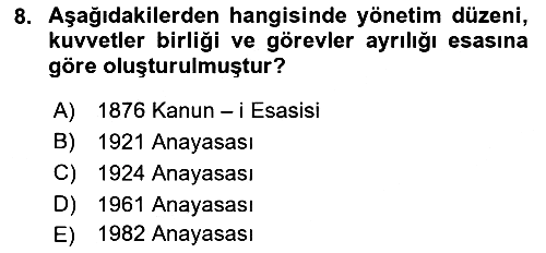 Anayasa Hukuku 2023-2024 Dönem Sonu Sınavı - 8. soru