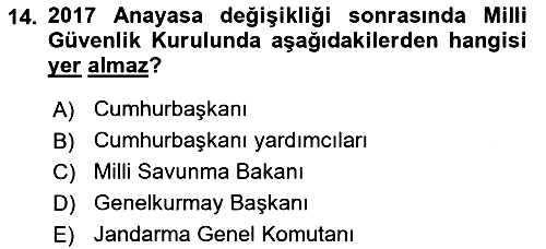 Anayasa Hukuku 2023-2024 Dönem Sonu Sınavı - 14. soru
