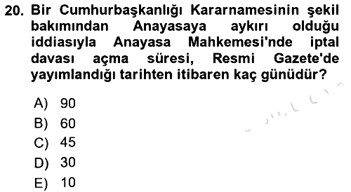 Anayasa Hukuku 2023-2024 Dönem Sonu Sınavı - 20. soru
