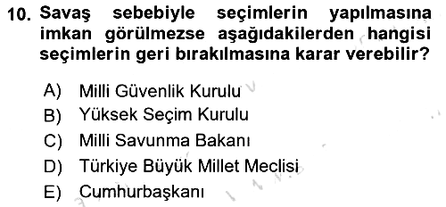 Anayasa Hukuku 2024-2025 Dönem Sonu Sınavı - 10. soru