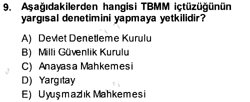 Anayasa Hukuku 2013-2014 Tek Ders Sınavı - 9. soru