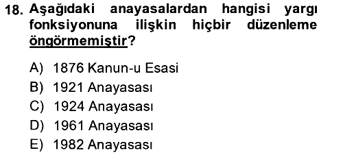 Anayasa Hukuku 2013-2014 Tek Ders Sınavı - 18. soru