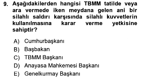 Anayasa Hukuku 2015-2016 Tek Ders Sınavı - 9. soru