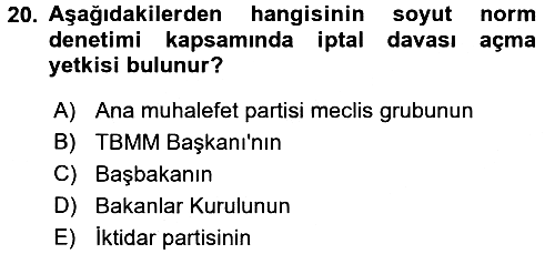 Anayasa Hukuku 2015-2016 Tek Ders Sınavı - 20. soru