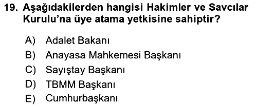Anayasa Hukuku 2018-2019 Yaz Okulu Sınavı - 19. soru