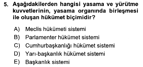 Anayasa Hukuku 2020-2021 Yaz Okulu Sınavı - 5. soru
