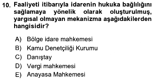 Anayasa Hukuku 2020-2021 Yaz Okulu Sınavı - 10. soru