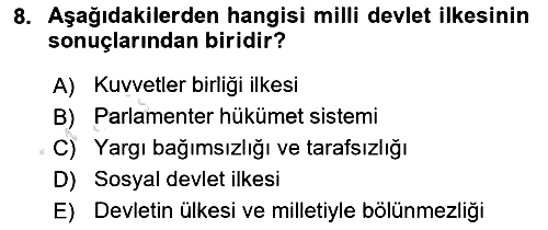 Anayasa Hukuku 2021-2022 Yaz Okulu Sınavı - 8. soru