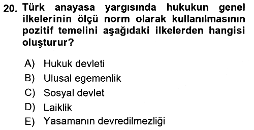 Anayasa Hukuku 2021-2022 Yaz Okulu Sınavı - 20. soru