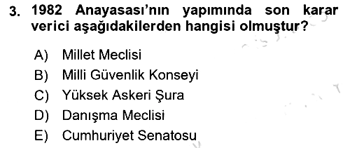 Anayasa Hukuku 2022-2023 Yaz Okulu Sınavı - 3. soru