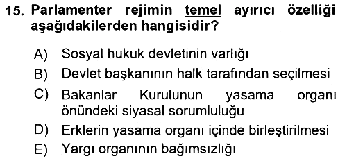 Anayasa Hukuku 2022-2023 Yaz Okulu Sınavı - 15. soru