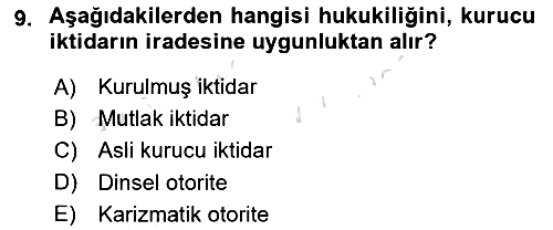 Anayasa Hukuku 2024-2025 Yaz Okulu Sınavı - 9. soru