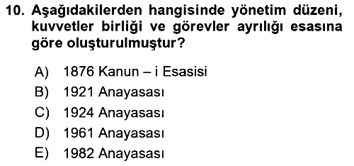 Anayasa Hukuku 2024-2025 Yaz Okulu Sınavı - 10. soru