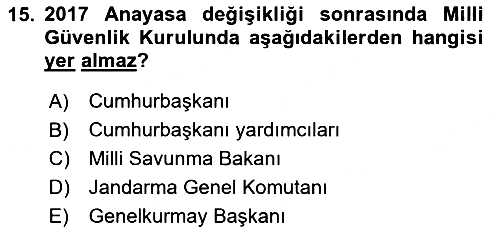 Anayasa Hukuku 2024-2025 Yaz Okulu Sınavı - 15. soru