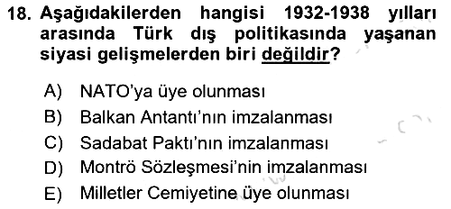 Atatürk İlkeleri Ve İnkılap Tarihi 1 2025-2026 Yaz Okulu Sınavı - 18. soru