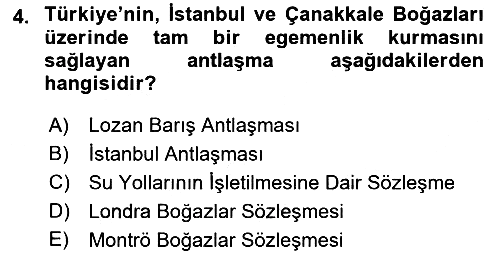 Atatürk İlkeleri Ve İnkılap Tarihi 2 2018-2019 3 Ders Sınavı - 4. soru