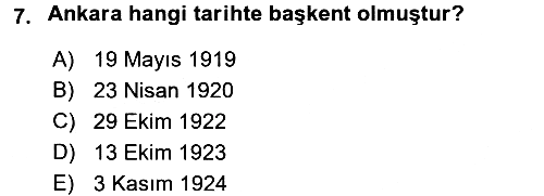 Atatürk İlkeleri Ve İnkılap Tarihi 2 2017-2018 Ara Sınav - 7. soru