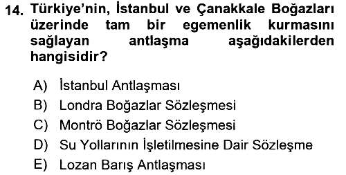 Atatürk İlkeleri Ve İnkılap Tarihi 2 2017-2018 Ara Sınav - 14. soru