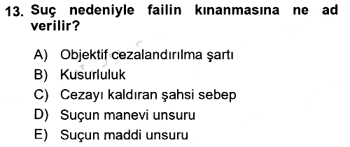 Ceza Hukuku Bilgisi 2022-2023 Ara Sınav - 13. soru