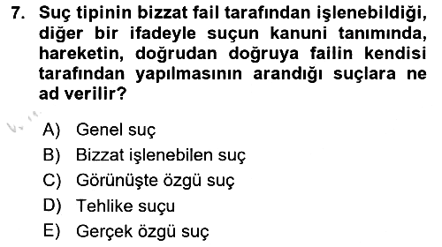Ceza Hukuku Bilgisi 2023-2024 Ara Sınav - 7. soru