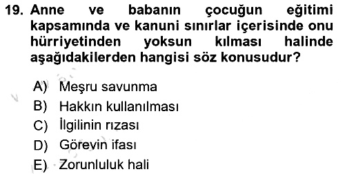 Ceza Hukuku Bilgisi 2024-2025 Ara Sınav - 19. soru