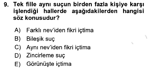 Ceza Hukuku Bilgisi 2022-2023 Dönem Sonu Sınavı - 9. soru