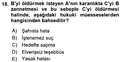 Ceza Hukuku Bilgisi 2022-2023 Dönem Sonu Sınavı - 18. soru