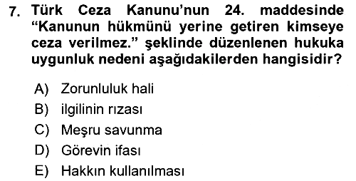 Ceza Hukuku Bilgisi 2024-2025 Dönem Sonu Sınavı - 7. soru