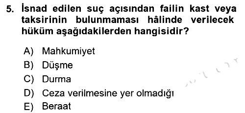 Ceza Hukuku Bilgisi 2022-2023 Yaz Okulu Sınavı - 5. soru