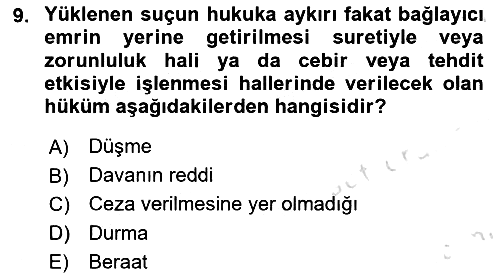 Ceza Hukuku Bilgisi 2023-2024 Yaz Okulu Sınavı - 9. soru