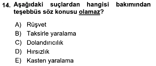 Ceza Hukuku Bilgisi 2024-2025 Yaz Okulu Sınavı - 14. soru
