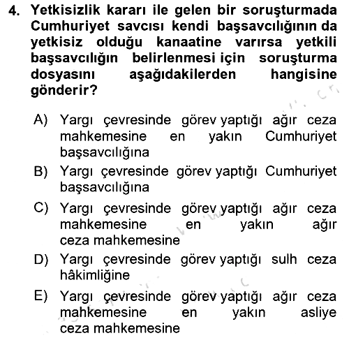 Ceza Yargılama Hukuku 2020-2021 Yaz Okulu Sınavı - 4. soru