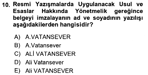 Hukuk Dili Ve Adli Yazışmalar 2018-2019 Ara Sınav - 10. soru