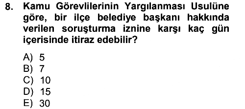 İdare Hukukuna Giriş 2012-2013 Ara Sınav - 8. soru