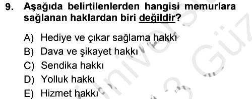 İdare Hukukuna Giriş 2012-2013 Ara Sınav - 9. soru