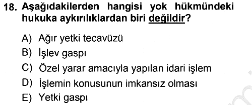 İdare Hukukuna Giriş 2012-2013 Ara Sınav - 18. soru